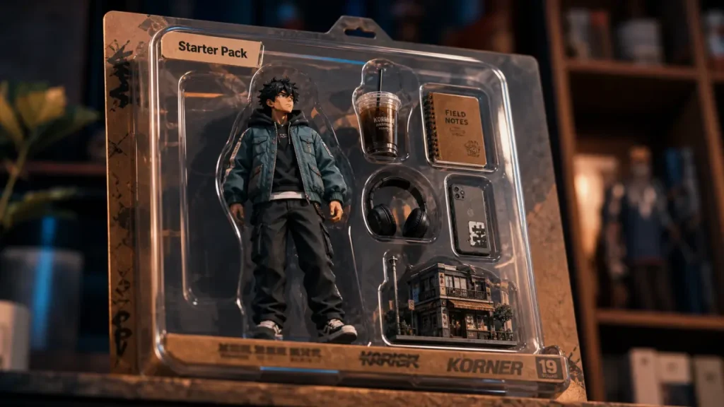 Texte starter pack chat gpt : figurine anime en blister Starter Pack, studio.