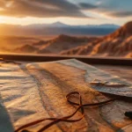 Chili circuit touristique : carte du Chili et lever de soleil sur l’Atacama