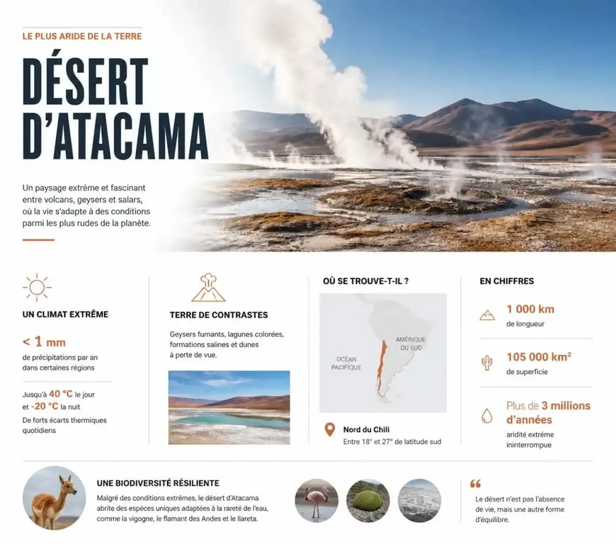 Paysage du désert d'Atacama pour un circuit touristique au Chili