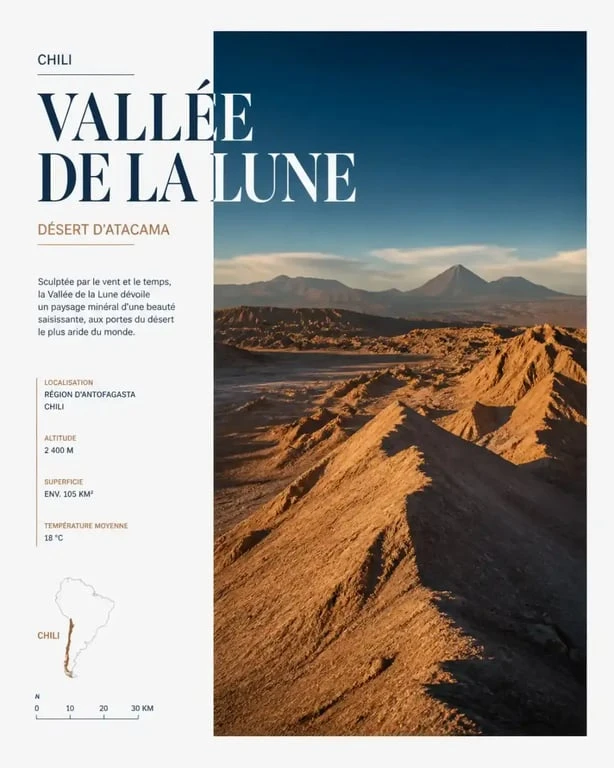 Paysage du désert d'Atacama pour organiser son voyage au Chili