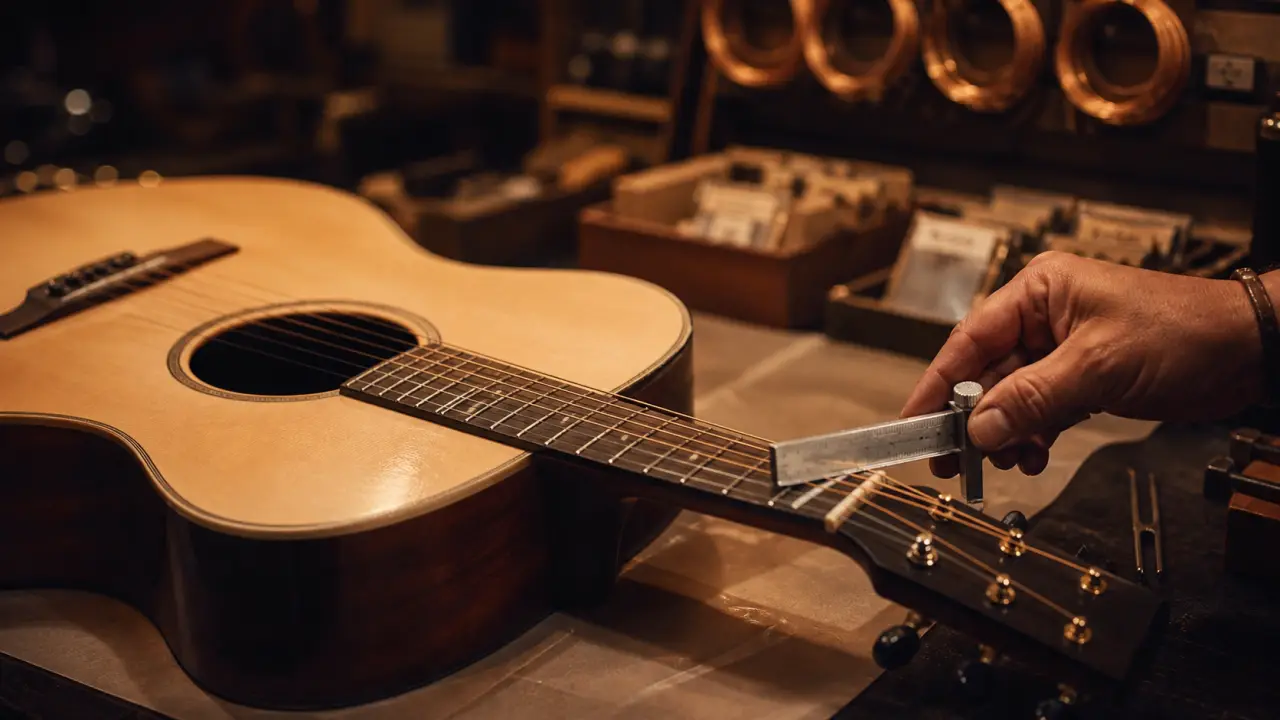 Prix d une guitare acoustique : réglage bois et taille sur une acoustique