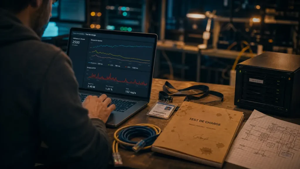 Test de charge d’application web : paliers, outils et signaux de saturation