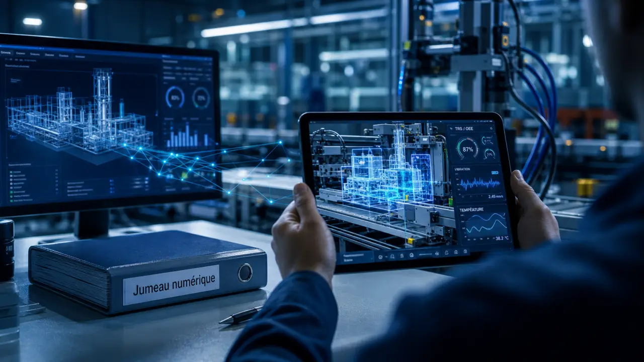 Jumeau numérique industrie sur tablette : technicien usine 4.0