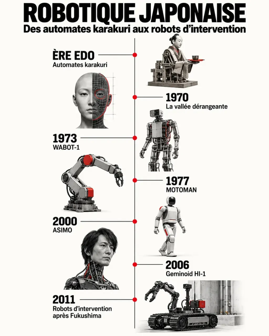 Frise historique de la robotique japonaise des karakuri aux robots humanoïdes