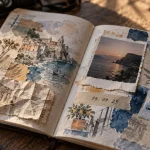 Carnet de voyage avec collages et tickets, idées inspirantes carnet de voyage exemple
