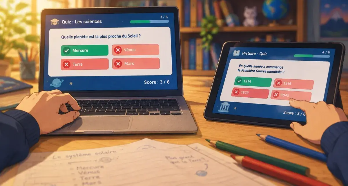 Jeux video éducatifs : quiz éducatif sur ordinateur et tablette